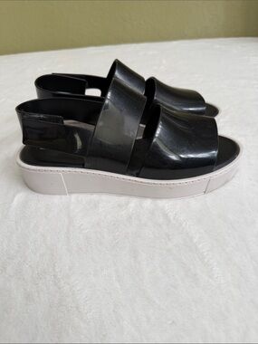 Melissa Black Platform Slingback Sandals with White Sole